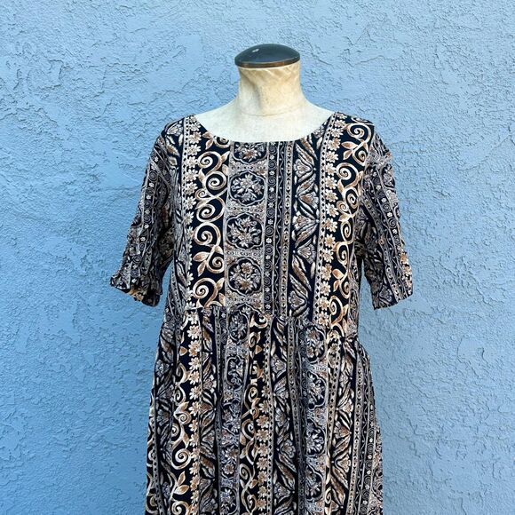 90s Dress in Womens Medium Bohemian Babydoll Midi - Picture 2 of 8